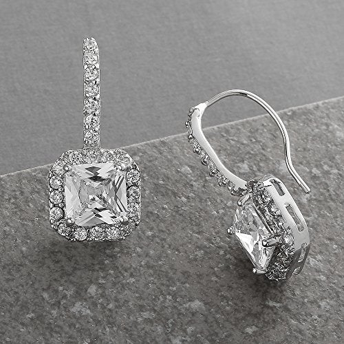 Mariell Radiant-Cut Cubic Zirconia Bridal Earrings, Dangle Earrings for Brides, Wedding Earrings with CZ Crystals, Drop Earrings for Brides, Bridesmaids, Mother of the Bride - Image 3