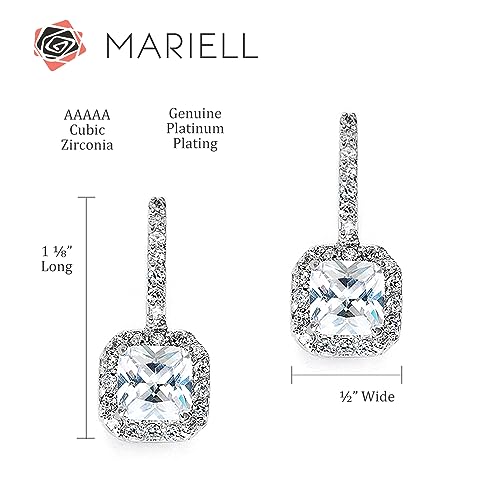 Mariell Radiant-Cut Cubic Zirconia Bridal Earrings, Dangle Earrings for Brides, Wedding Earrings with CZ Crystals, Drop Earrings for Brides, Bridesmaids, Mother of the Bride - Image 5