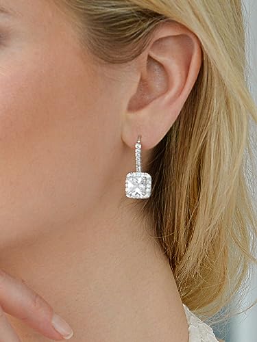 Mariell Radiant-Cut Cubic Zirconia Bridal Earrings, Dangle Earrings for Brides, Wedding Earrings with CZ Crystals, Drop Earrings for Brides, Bridesmaids, Mother of the Bride - Image 4