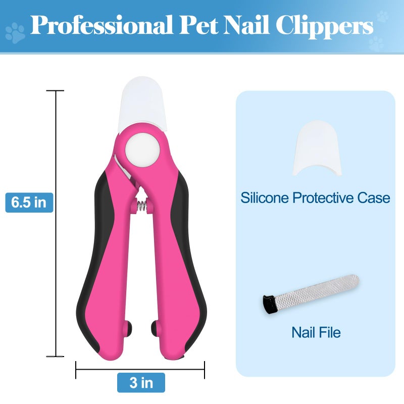 Swihauk Heavy Duty Dog Nail Clippers and Trimmers, Professional Pet Nail Clippers with Nail File for Dogs Cats Small Animal, Claw Clippers with Safety Guard to Prevent Over-Cutting, Pink - Image 2