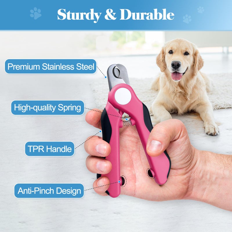 Swihauk Heavy Duty Dog Nail Clippers and Trimmers, Professional Pet Nail Clippers with Nail File for Dogs Cats Small Animal, Claw Clippers with Safety Guard to Prevent Over-Cutting, Pink - Image 5