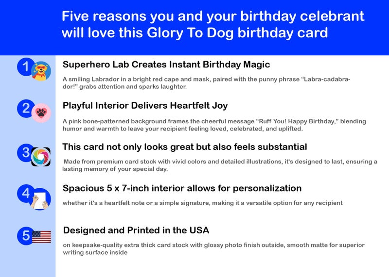 Glory To Dog The Wizard of Paws Sends You Birthday Wishes Labra-cadabra-dor! Happy Birthday Card with Greeting Card Mailing Envelope - Image 3