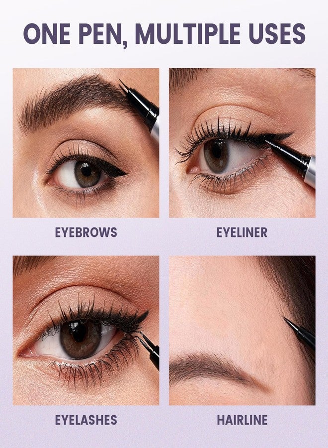 FOCALLURE Liquid Eyeliner - Ultra-Fine Tip for Precise Lines, Waterproof Eye Liner & Micro Fork Eyebrow pencil for Hair Like Strokes, Dual-ended Design, Smudge-Proof, Quick-Drying, Black - Image 5