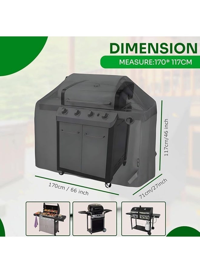 Topify Waterproof Grill Cover Anti Dust Charcoal Electric Barbeque Garden Outdoor BBQ Protective Cover Multiple Sizes Black, 170 x 71 x 117 cm - Image 2