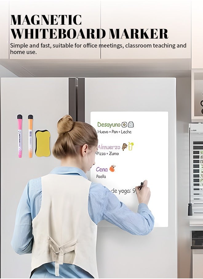 Generic - 2Pcs Refrigerator Magnets Whiteboard Planner 8.3" × 11.7"，Writing Dry Erase Board，With Pen And Whiteboard Eraser，Reusable Refrigerator Refrigerator Planning Board， For Kids Office Home - Image 1