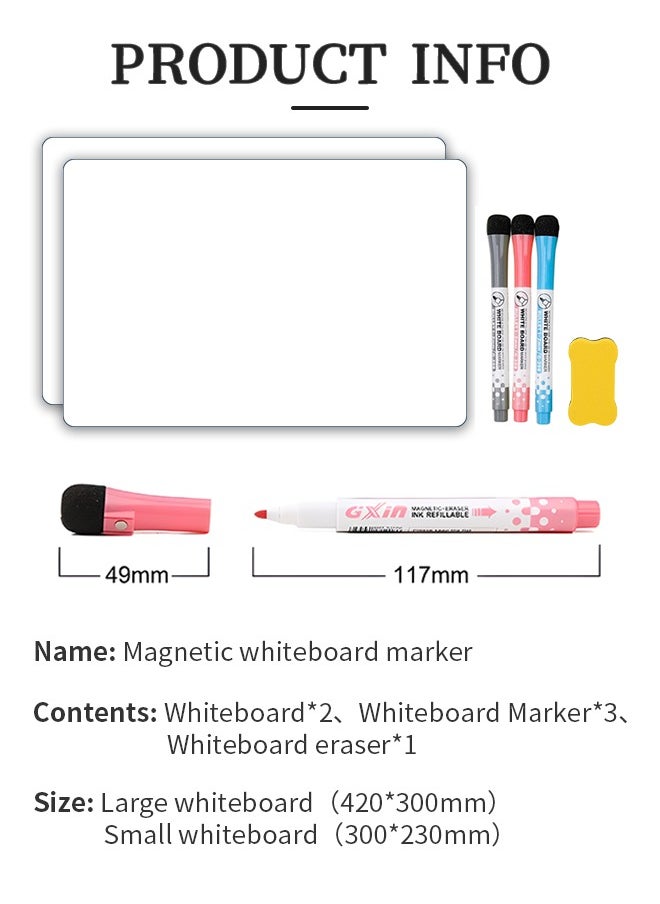 Generic - 2Pcs Refrigerator Magnets Whiteboard Planner 8.3" × 11.7"，Writing Dry Erase Board，With Pen And Whiteboard Eraser，Reusable Refrigerator Refrigerator Planning Board， For Kids Office Home - Image 1