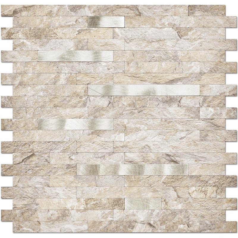 DICOFUN 10-Sheet Peel and Stick Backsplash Wall Tile, PVC Kitchen Backsplash Peel and Stick in Sandstone, 9.4 sq.ft - Image 1
