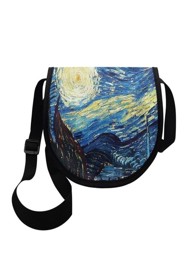 Daulesho Galaxy Starry Night Women Satchel Cross Body Shoulder Messenger Bag Impressionism Retro Oil Painting Canvas Messenger Bag with Zipper Pocket - Image 1