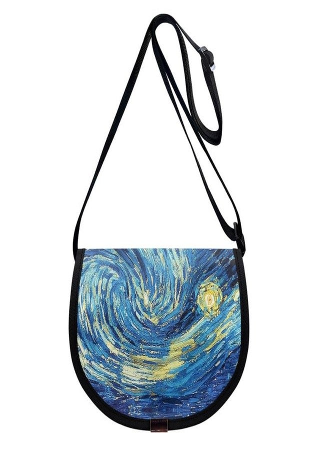 Daulesho Galaxy Starry Night Women Satchel Cross Body Shoulder Messenger Bag Impressionism Retro Oil Painting Canvas Messenger Bag with Zipper Pocket - Image 4
