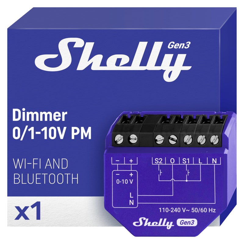 Shelly Dimmer 0/1-10V PM Gen3 | WiFi Smart Dimming with Power Monitoring | Home Automation | Compatible with Alexa & Google Home | iOS Android App | No Hub Required - Image 1
