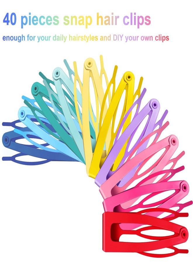 Geosar 40 Pieces Snap Hair Clips Grip Hair Metal Barrettes for Women Snap Double Clip Pins Accessories for Women Making Salon(Candy Color) - Image 2