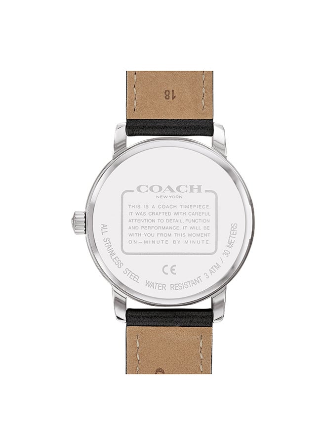 COACH ساعة يد نسائية من الجلد بعقارب دائرية الشكل 14503585 - 36 ملم - Image 2