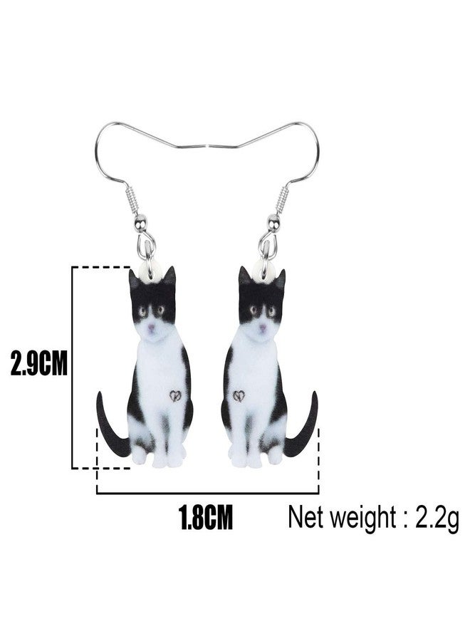 NEWEI Acrylic Drop Dangle Sitting Cat Earrings Fashion Novelty Jewelry for Women Charms (black sitting cat) (White) - Image 5