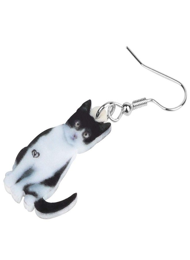 NEWEI Acrylic Drop Dangle Sitting Cat Earrings Fashion Novelty Jewelry for Women Charms (black sitting cat) (White) - Image 4