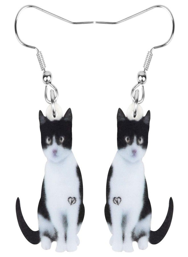 NEWEI Acrylic Drop Dangle Sitting Cat Earrings Fashion Novelty Jewelry for Women Charms (black sitting cat) (White) - Image 1