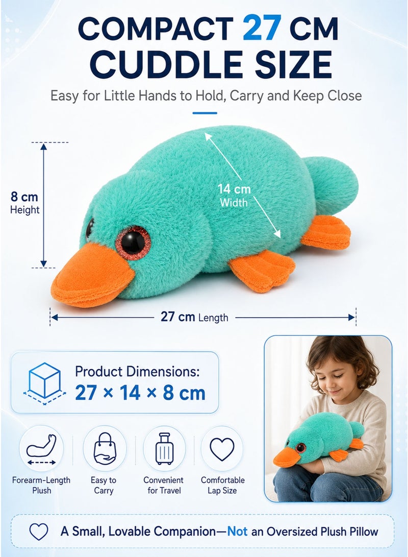 Wild Planet Orbys Platypus Plush Toy 27 cm, Soft Turquoise Stuffed Wildlife Animal with Bright Orange Bill, Sparkling Coral Character Eyes and Compact Rounded Cuddle Shape, Unique Platypus-Inspired Companion for Babies, Kids, Storytelling, Imaginative Play, Wildlife Learning, Birthdays and Everyday Gifting - Image 4