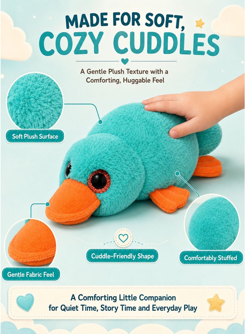 Wild Planet Orbys Platypus Plush Toy 27 cm, Soft Turquoise Stuffed Wildlife Animal with Bright Orange Bill, Sparkling Coral Character Eyes and Compact Rounded Cuddle Shape, Unique Platypus-Inspired Companion for Babies, Kids, Storytelling, Imaginative Play, Wildlife Learning, Birthdays and Everyday Gifting - Image 5