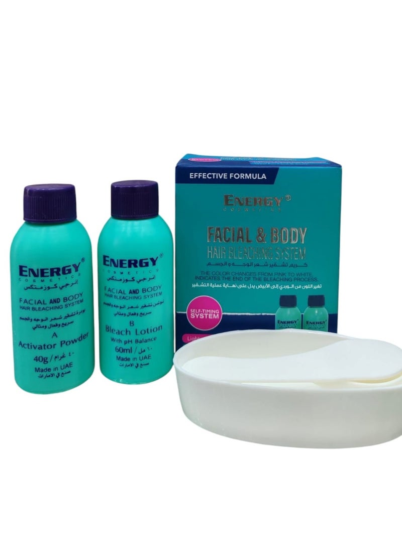 Energy energy faclal and body hair bleaching system 
