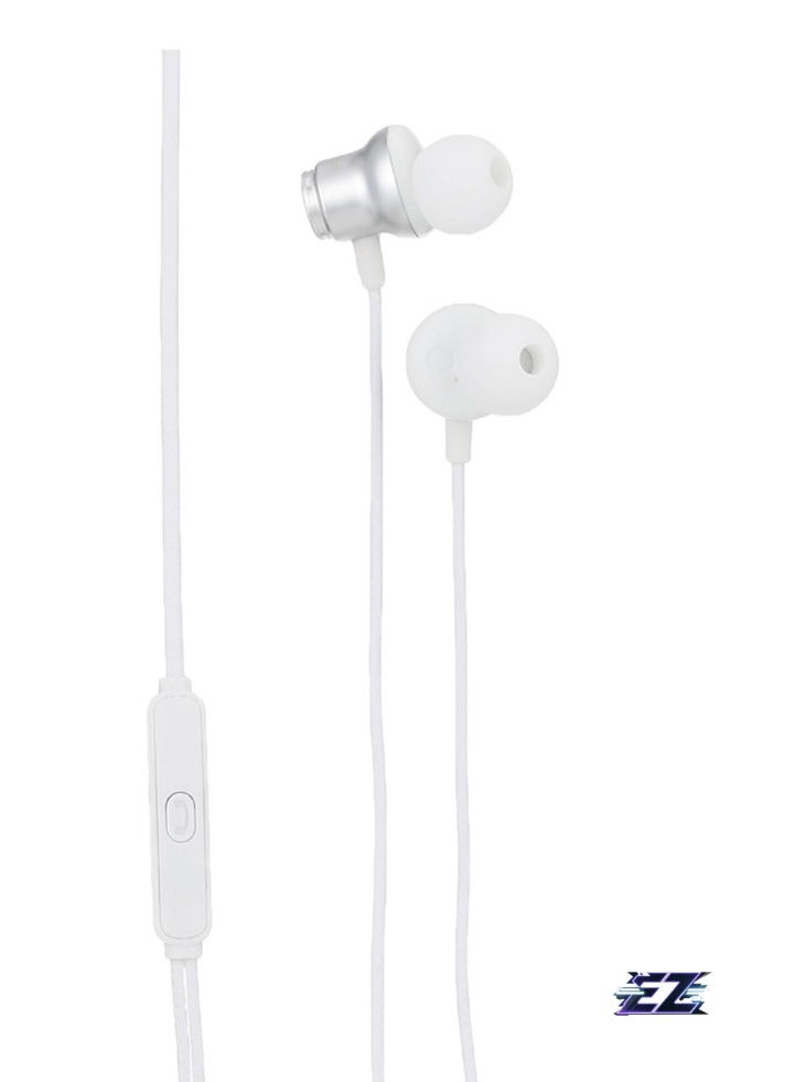 Wired Headphones with Microphone – White, High-Quality Audio and Comfortable Headset
