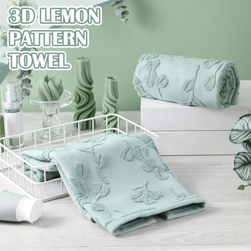 SmoothNovelty 2Pcs Eucalyptus Leaves Hand Towels for Bathroom 100% Cotton Jacquard Weave Bath Towel Set Absorbent Dish Washcloth for Bathroom Kitchen Summer Theme Gifts 13.8 x 29.5 Inch (Sage Green) - Image 5