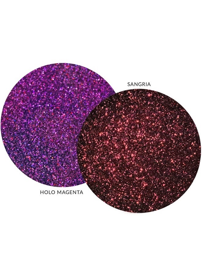 MARBLERS Cosmetic Grade Fine Glitter Duo [Sangria & Holo Magenta] 0.36oz (10g) | Non-Toxic | Vegan | Cruelty-Free | Eyeshadow, Nail Polish, Nail Art | Festival, Rave & Party Makeup | Body & Face - Image 2