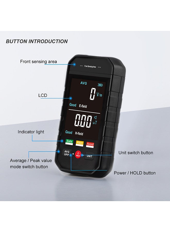 ET925PRO Handheld Portable Electromagnetic Radiation Tester Large LCD Display Electric Field Magnetics Field Radiation Test Data - Image 2