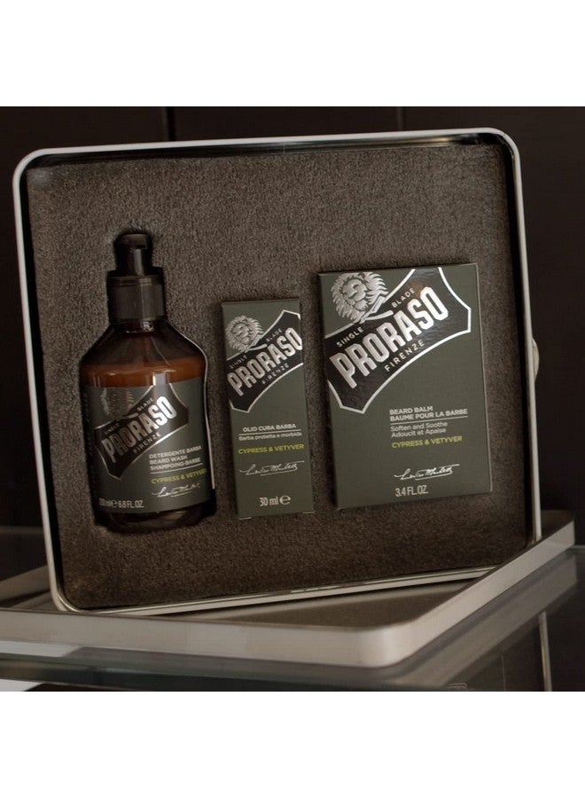 proraso Beard Care Kit For Men Cypress & Vetyver Beard Wash Oil And Balm Gift Set To Cleanse Soothe And Soften All Beard Lengths & Skin Types - Image 4
