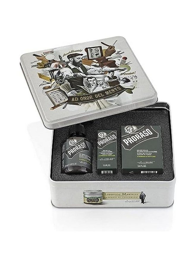 proraso Beard Care Kit For Men Cypress & Vetyver Beard Wash Oil And Balm Gift Set To Cleanse Soothe And Soften All Beard Lengths & Skin Types - Image 1