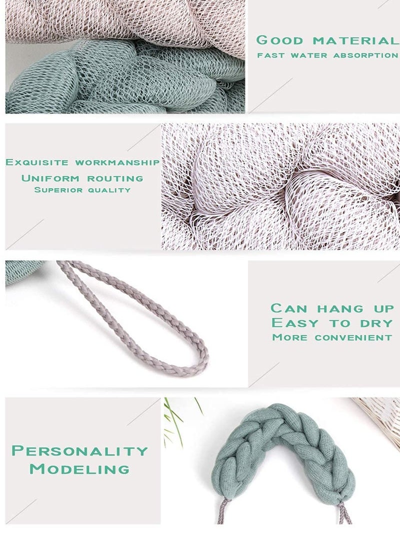 Excefore 4 Packs Long Stretch Back Sponge with Rope Handles Back Scrubber Bath Shower Mesh Sponge Exfoliating Body Scrub Stretch Braided Loofah for Men and Women - Image 5