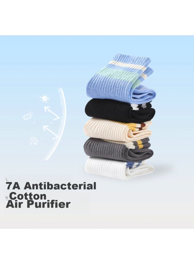 Long time companion Longevity Companion Children's Socks Boys Autumn And Winter Medium Thick 7a Antibacterial Cotton Socks Medium And Large Children's Striped Sports Socks Teenage Mid-tube Socks - Image 1