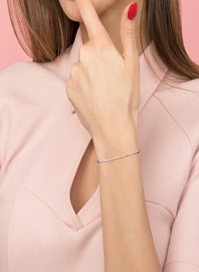 Savlano 925 Sterling Silver Oval Rice Bead Strand Chain Bracelet For Women - Made in Italy Comes Gift Box (7, 1.8mm) - Image 4