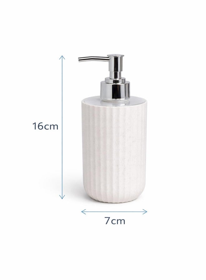 LAGET® 250ml Soap Dispenser for Wash Basin - Ribbed Design with Trasnparent Cap | Kitchen and Bathroom Accessories Items | Refillable Handwash Dispenser Bottles- Set of 3 (White) - Image 5