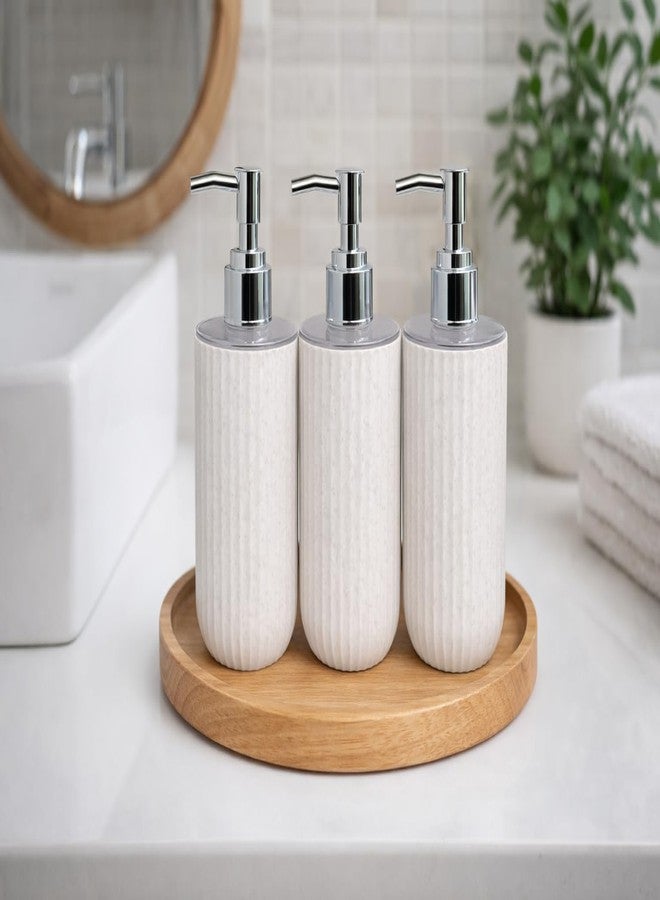 LAGET® 250ml Soap Dispenser for Wash Basin - Ribbed Design with Trasnparent Cap | Kitchen and Bathroom Accessories Items | Refillable Handwash Dispenser Bottles- Set of 3 (White) - Image 1