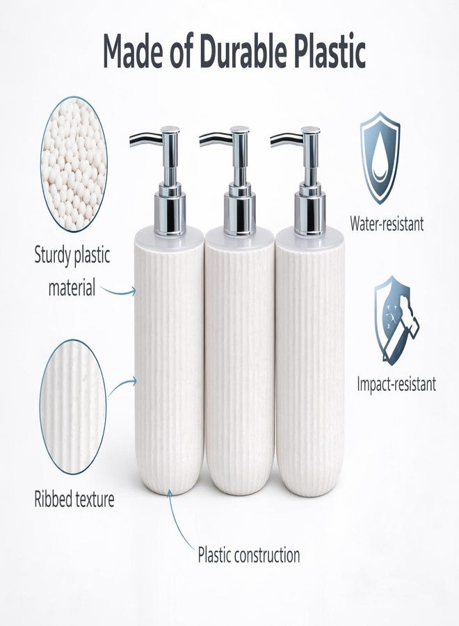 LAGET® 250ml Soap Dispenser for Wash Basin - Ribbed Design with Trasnparent Cap | Kitchen and Bathroom Accessories Items | Refillable Handwash Dispenser Bottles- Set of 3 (White) - Image 4
