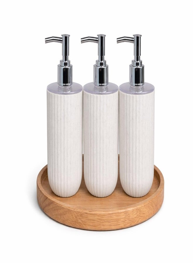 LAGET® 250ml Soap Dispenser for Wash Basin - Ribbed Design with Trasnparent Cap | Kitchen and Bathroom Accessories Items | Refillable Handwash Dispenser Bottles- Set of 3 (White) - Image 3