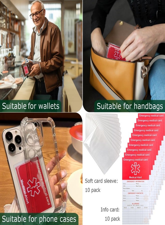 HoHpHq 10 Pack Red Medication List Card with 10 Sleeves for Family Members Like Elderly - Emergency Contact ID Card for Wallet, Phone, Pocket, Handbags - Medical Systems for Retirement Community - Image 2