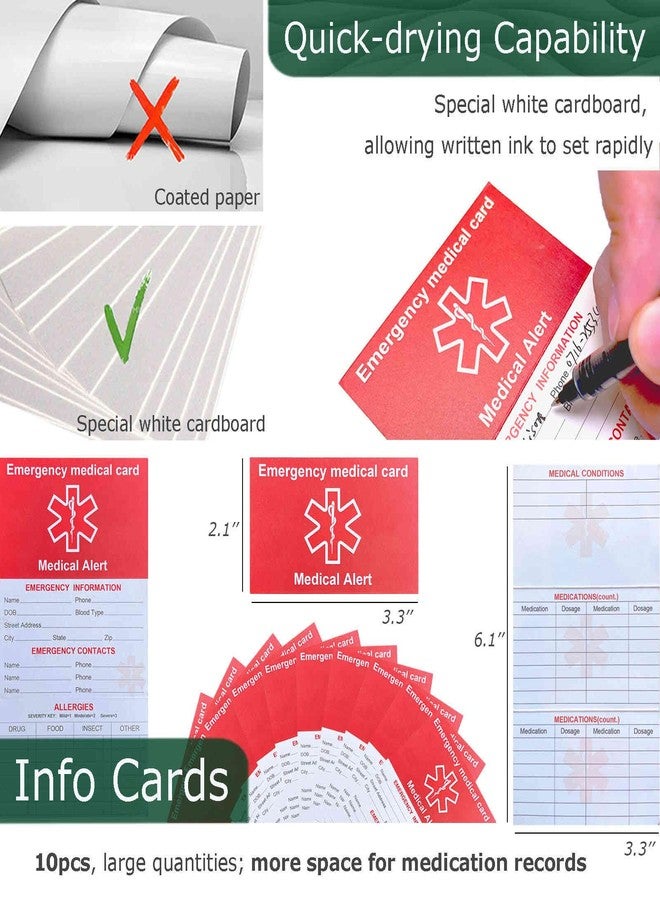 HoHpHq 10 Pack Red Medication List Card with 10 Sleeves for Family Members Like Elderly - Emergency Contact ID Card for Wallet, Phone, Pocket, Handbags - Medical Systems for Retirement Community - Image 3