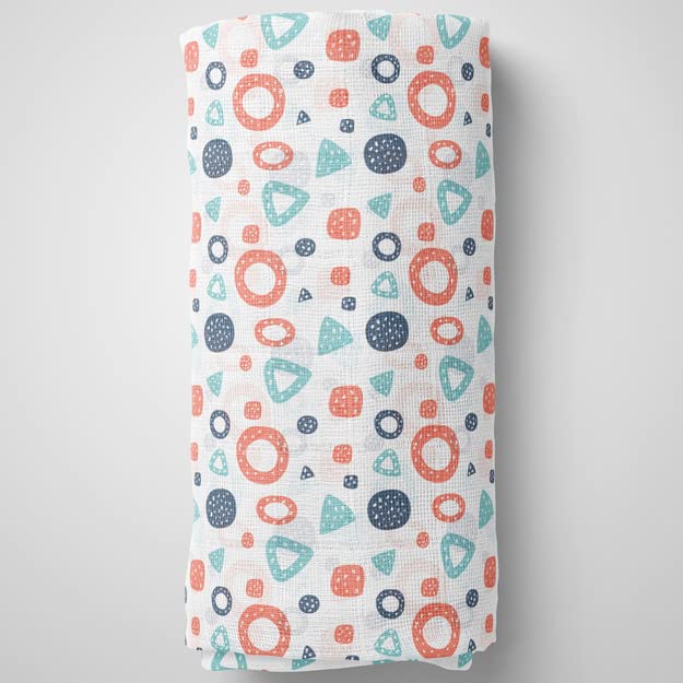 1ST STEP 100% 2 Ply Printed Muslin Blanket (90 * 90 Cm) (Shapes 2) - Image 1