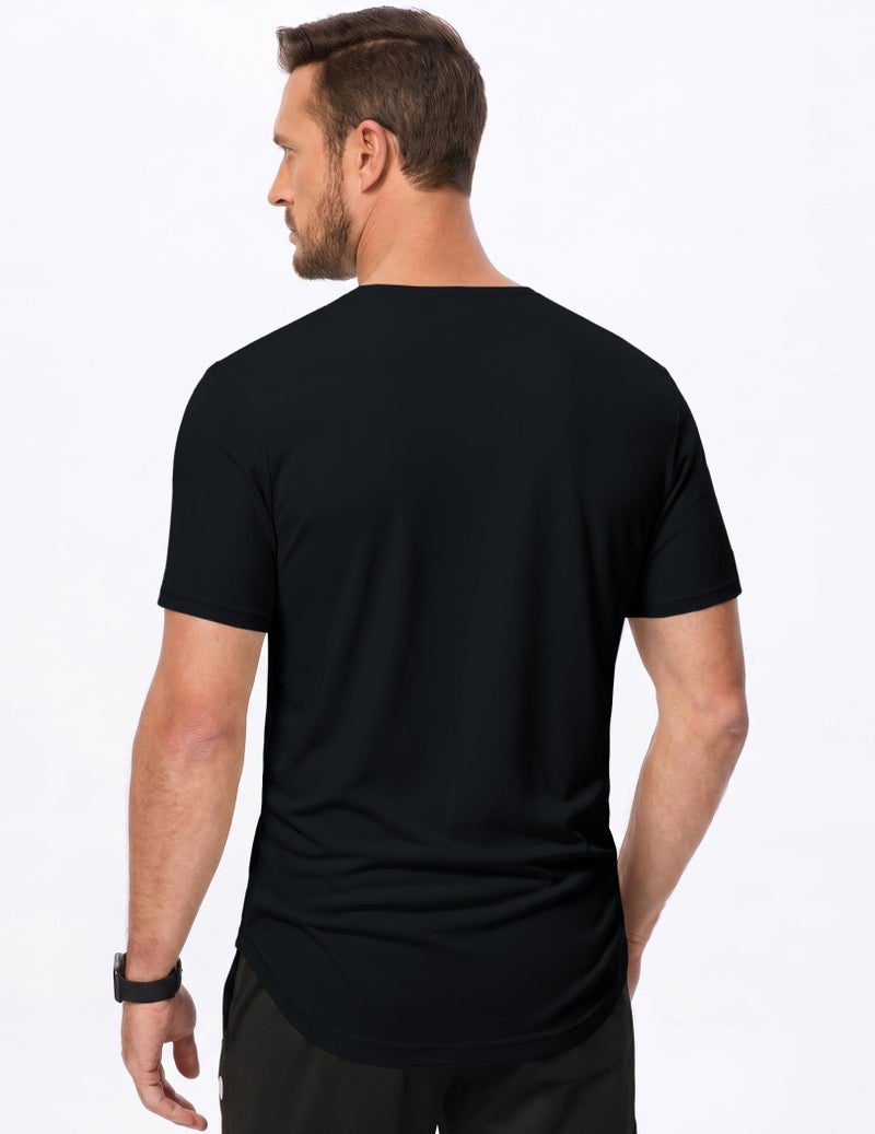 Dokotoo Men Mens Short Sleeve Henley Shirts Casual V Neck Muscle Fitted T Shirts Summer Shirt Tops Black XX-Large - Image 4