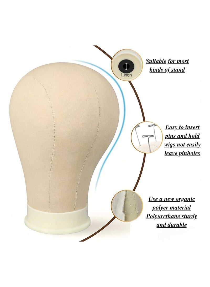 هالونهي رأس عارضة أزياء مقاس 21 بوصة للشعر المستعار، رأس قماشي للشعر المستعار مزود بفتحة تثبيت، رأس عارضة أزياء لصناعة الشعر المستعار وتصفيفه وعرضه، ملامح الرأس أكثر واقعية، مزود بحامل مشبك على شكل حرف C و - Image 5