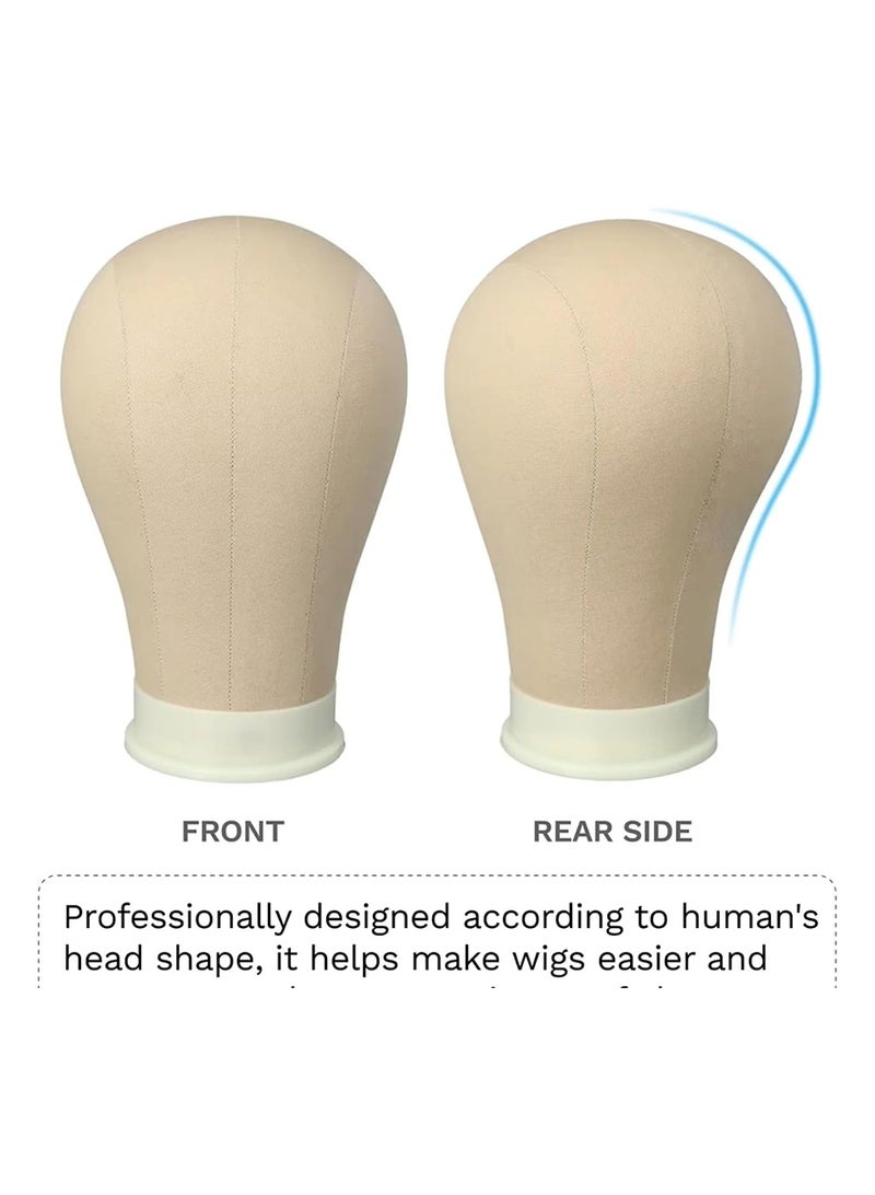هالونهي رأس عارضة أزياء مقاس 21 بوصة للشعر المستعار، رأس قماشي للشعر المستعار مزود بفتحة تثبيت، رأس عارضة أزياء لصناعة الشعر المستعار وتصفيفه وعرضه، ملامح الرأس أكثر واقعية، مزود بحامل مشبك على شكل حرف C و - Image 3
