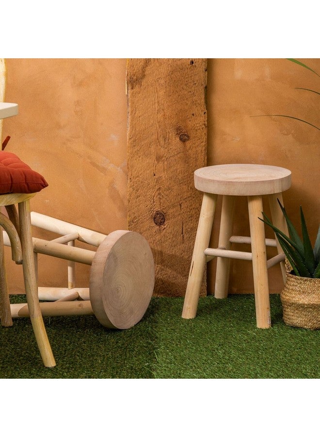 atmosphera Nyar Elegant Design Paulownia Wood Side Stool Beige 41 x 28 x 28 cm 207312 - Image 3