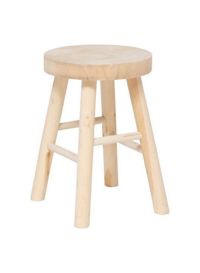 atmosphera Nyar Elegant Design Paulownia Wood Side Stool Beige 41 x 28 x 28 cm 207312 - Image 1