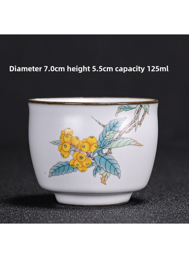 Ru Kiln Teacup Master Cup Individual Single Cup Open Piece Ice Flower Glaze Ceramic Tea Tasting Cup Kung Fu Tea Set Tea Bowl Gift Box-Color:Ru Kiln Moon White Cornucopia Cup-pipa Collect And Purchase To Get A Tea Towel-Capacity:Other  - Image 1