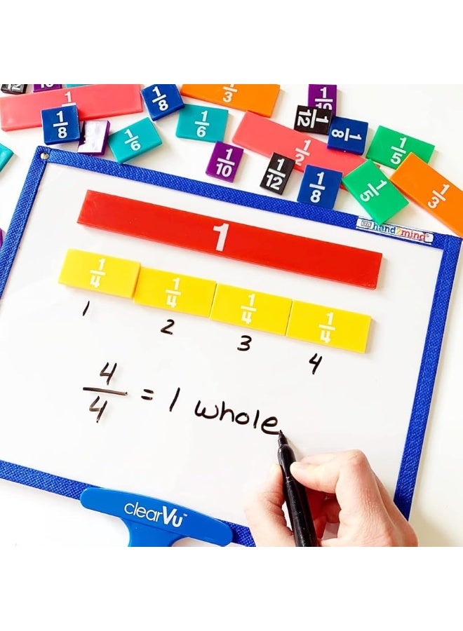 hand2mind hand2mind Plastic Rainbow Fraction Tiles, Montessori Math Materials, Fraction Manipulatives, Unit Fraction, Fraction Bars Math Manipulatives, Fraction Games, Homeschool Supplies (Set of 51) - Image 2