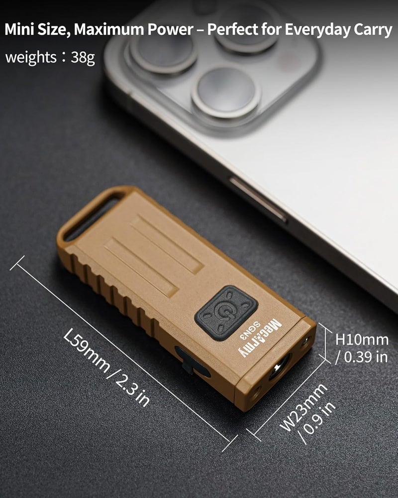 MecArmy SGN3 Mini Portable USB Rechargeable Keychain Flashlight - UV, Red, White Lights, 160 Lumens, Green - Image 4