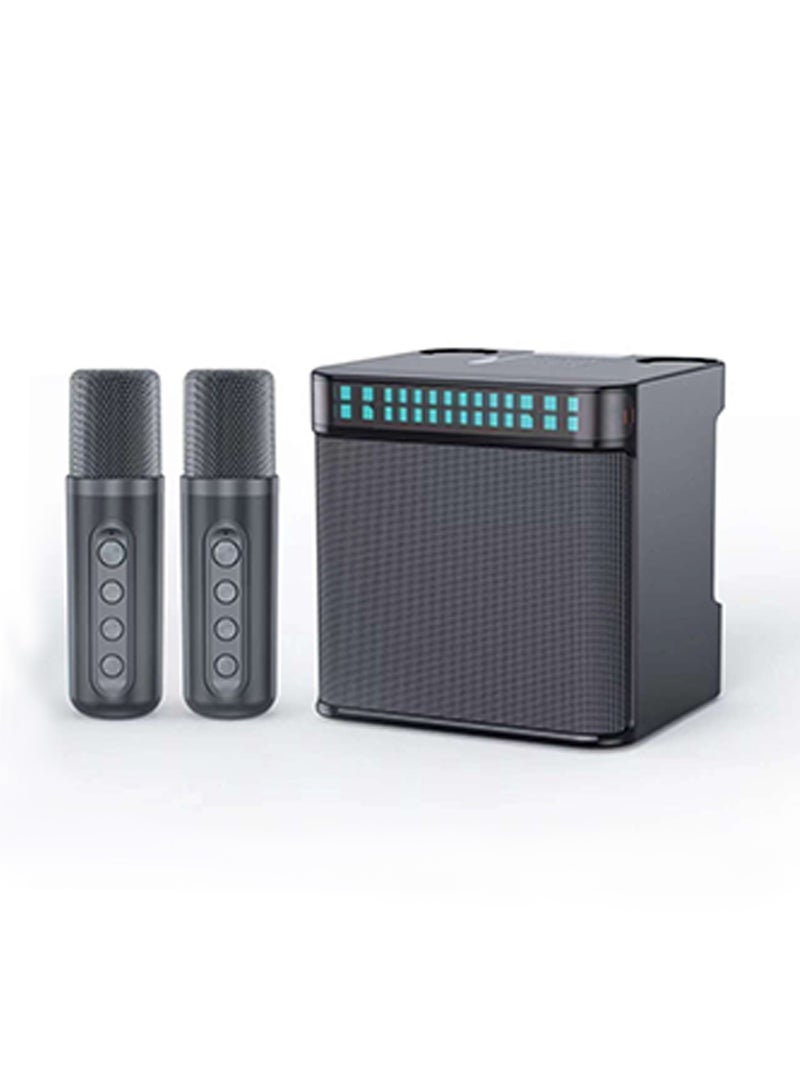 Karaoke Speaker Machine with 2 Wireless Microphones Portable Bluetooth with Echo and Vocal Cut - Image 1