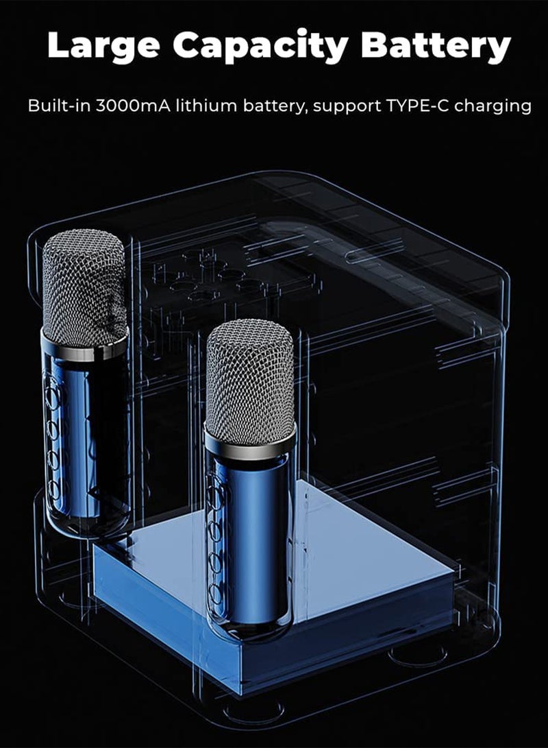 Karaoke Speaker Machine with 2 Wireless Microphones Portable Bluetooth with Echo and Vocal Cut - Image 3