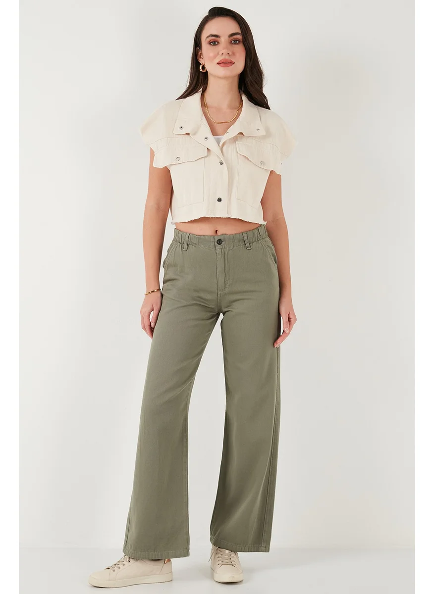 Lela Cotton Standard Fit High Waist Wide Leg Pants Women's Trousers 668YP5344