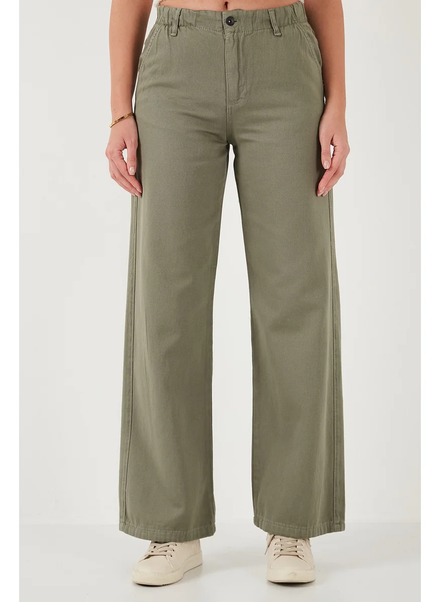 Lela Cotton Standard Fit High Waist Wide Leg Pants Women's Trousers 668YP5344